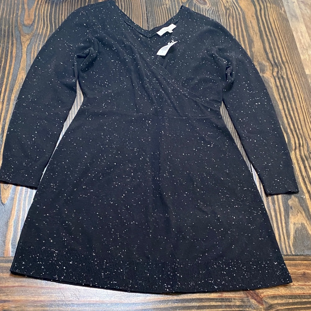 LOFT Black Dress with White speckle pattern - Size small NWT